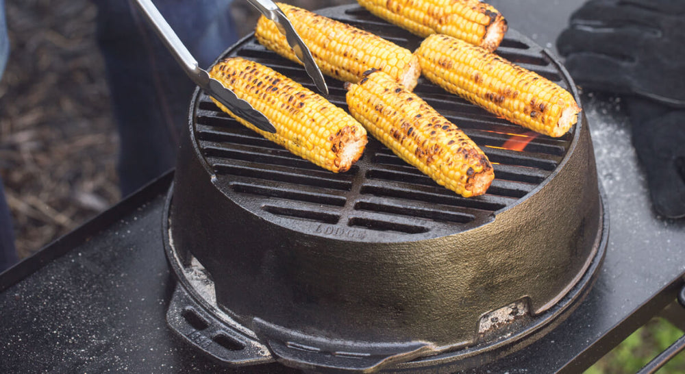 Corn roasting on kickoff grill