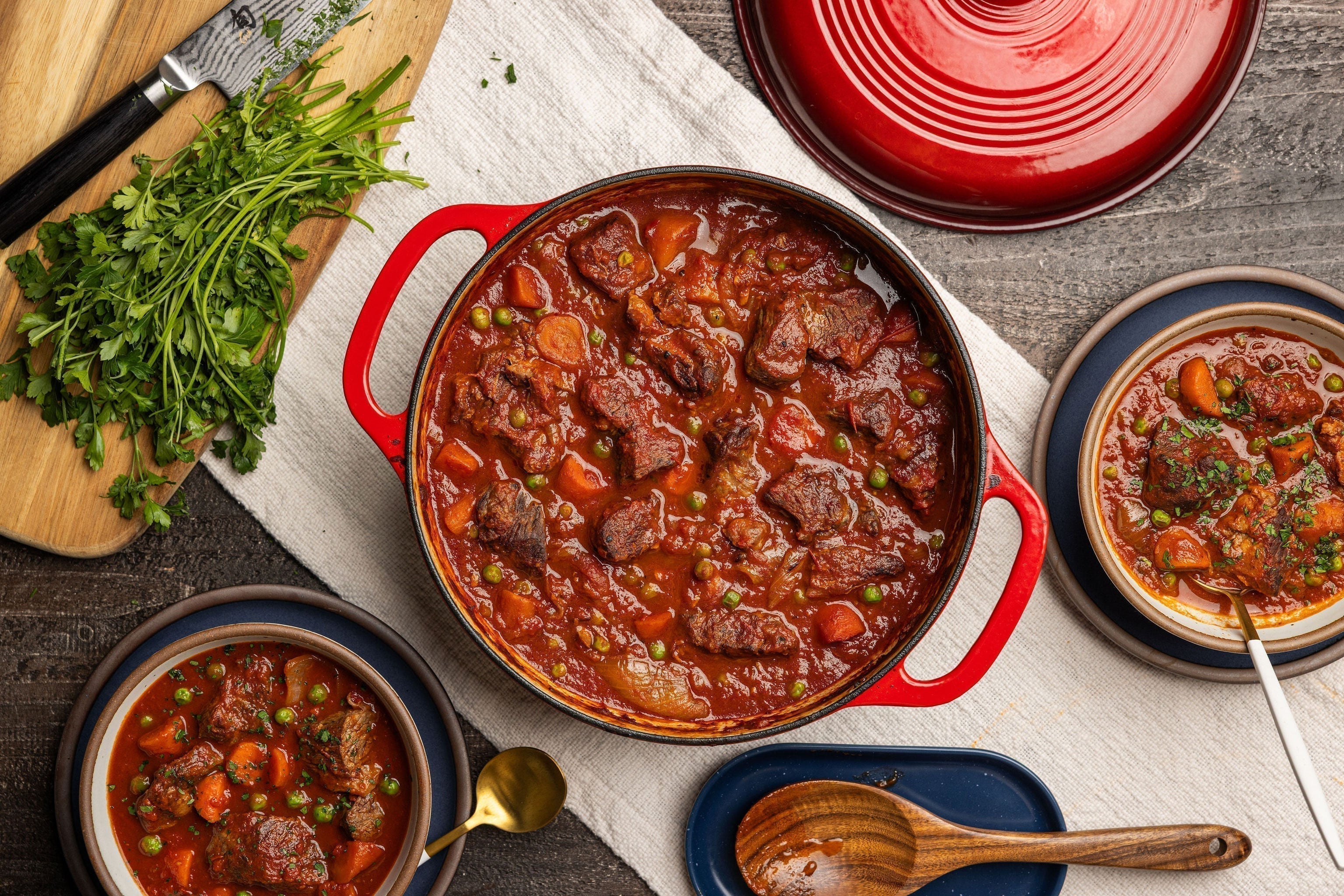 Oven Beef Stew served in dutch oven