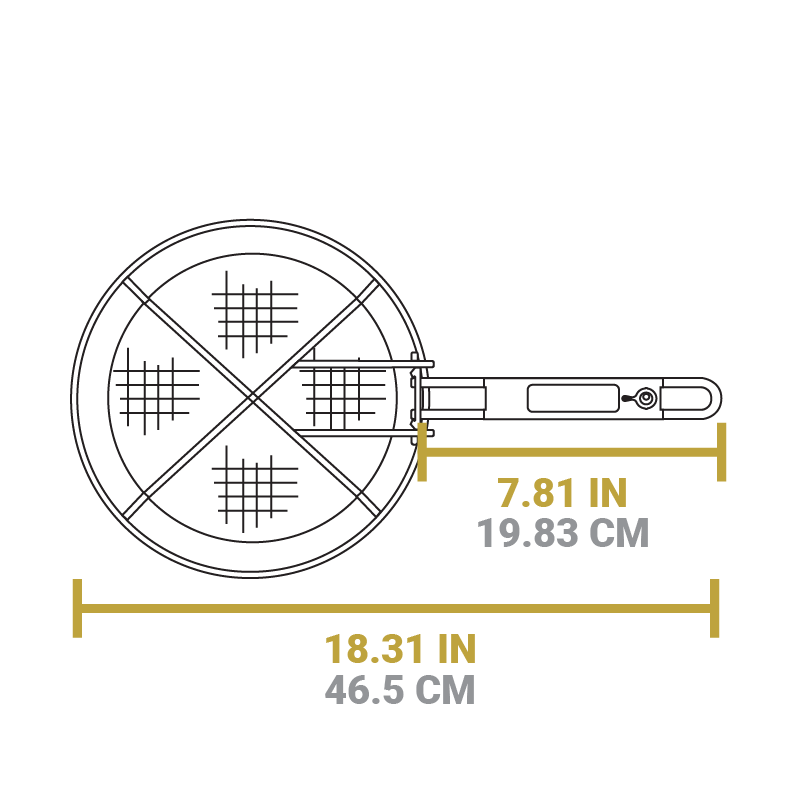 A dimensional drawing of product. Total length is 18.31 inches, length of just handle is 7.81 inches.