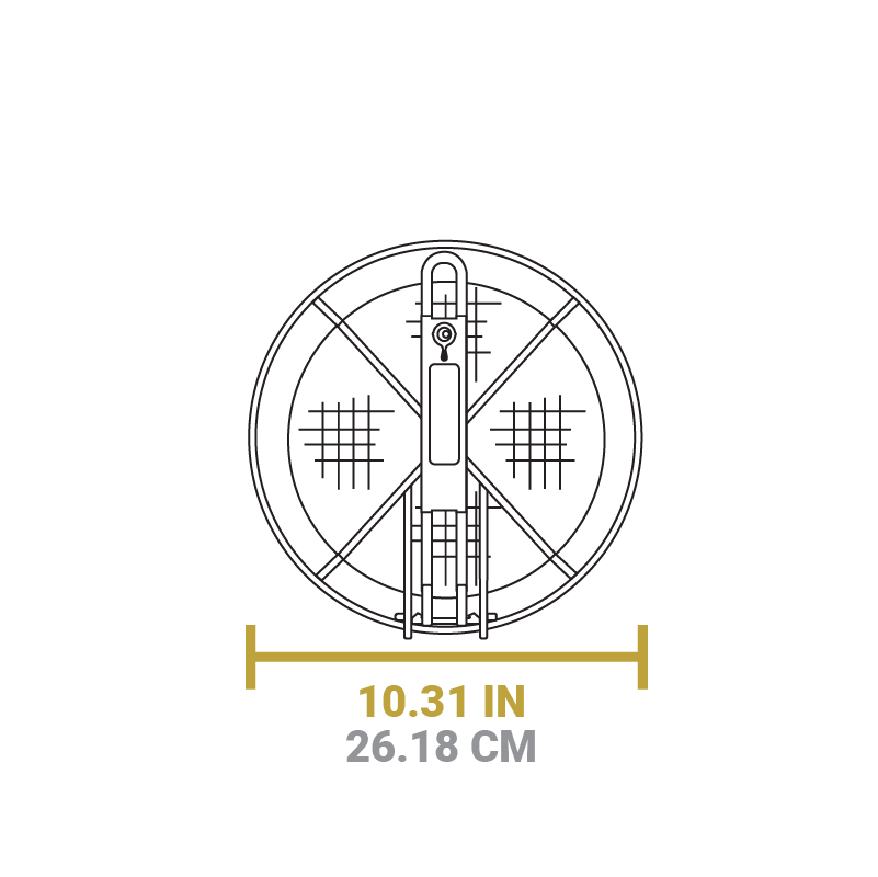 A dimensional drawing of product. Width of basket is 10.31 inches.