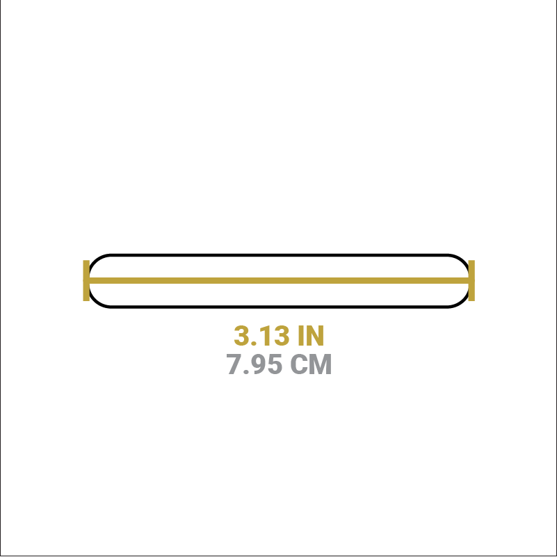 Dimensional drawing of product. Width is 3.13 inches.
