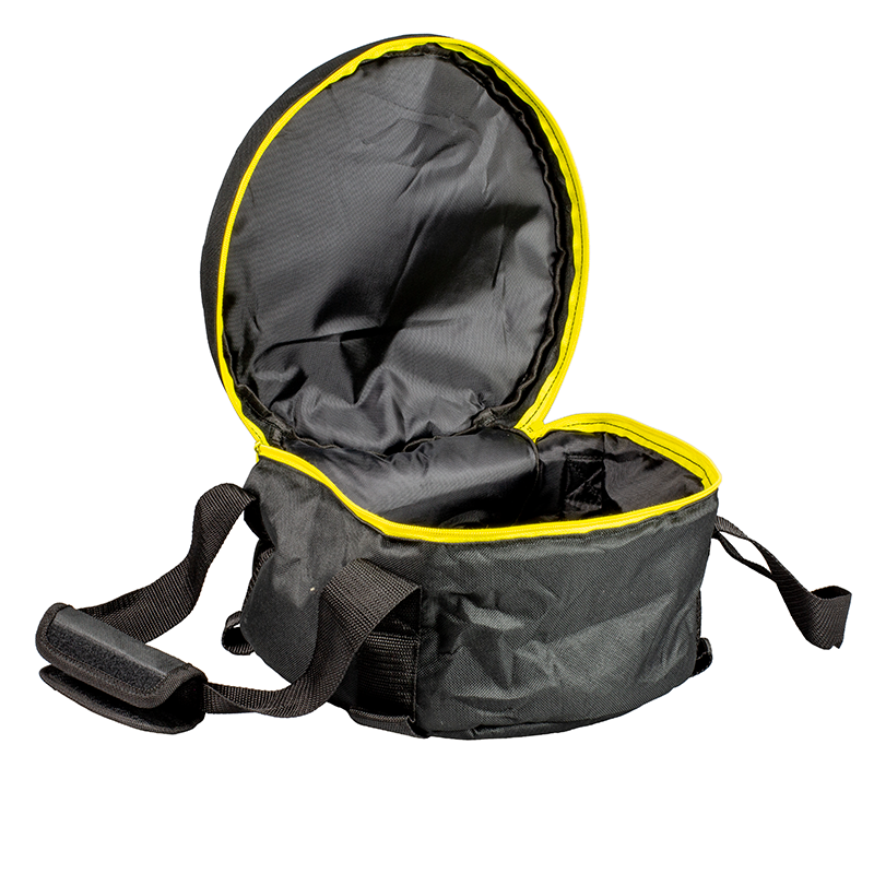 Tote bag unzipped and open.
