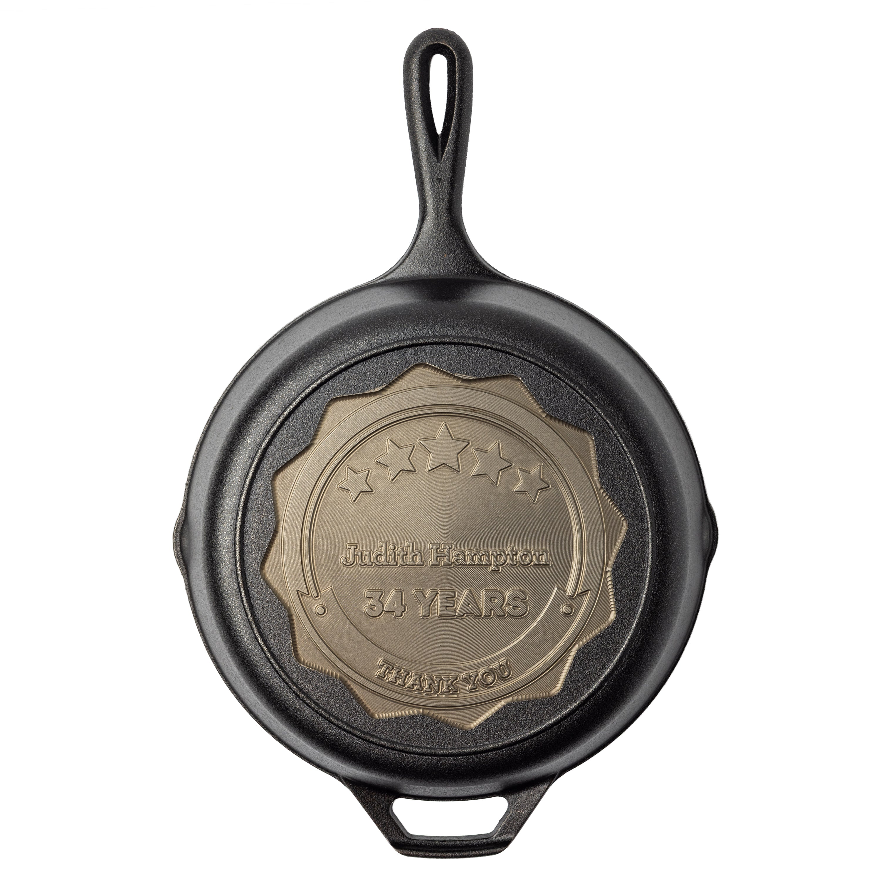 Sample of skillet, thanking an employee for 34 years of service.