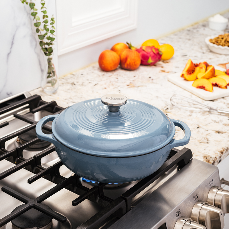 Dutch oven on stovetop.