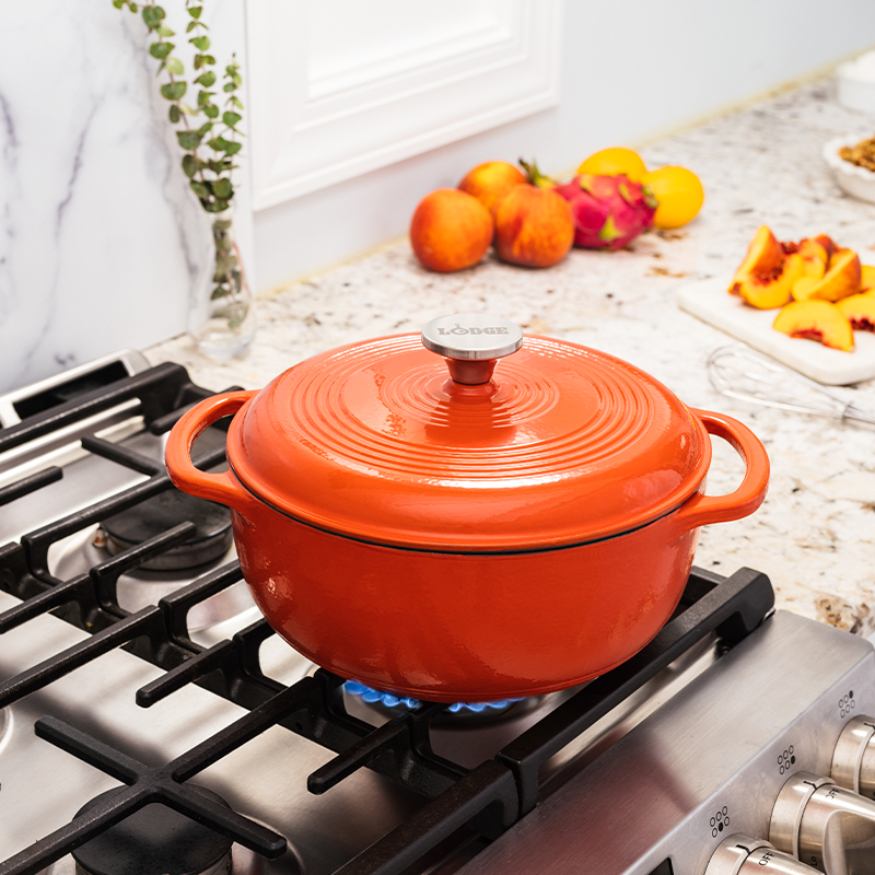 Dutch oven on stovetop.