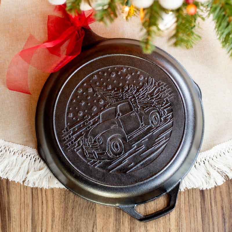 10.25 Inch Seasoned Cast Iron Holiday Truck Skillet