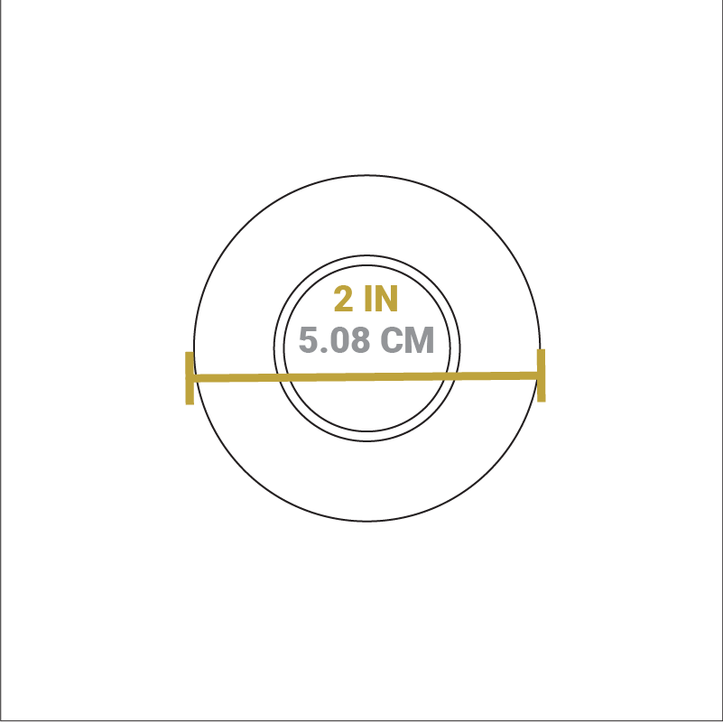 Dimensional drawing of Enamel cleaner bottle. Depth is 2 inches.