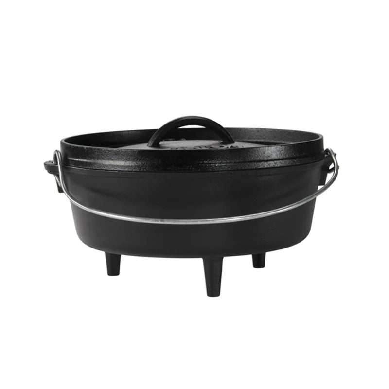 Dutch oven with 3 legs and a bail handle, making it great for camp cooking no matter the method.