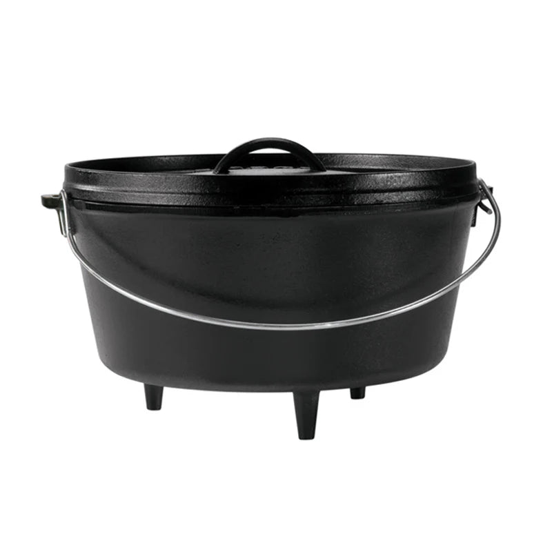 Dutch oven with 3 legs and a bail handle, making it great for camp cooking no matter the method.