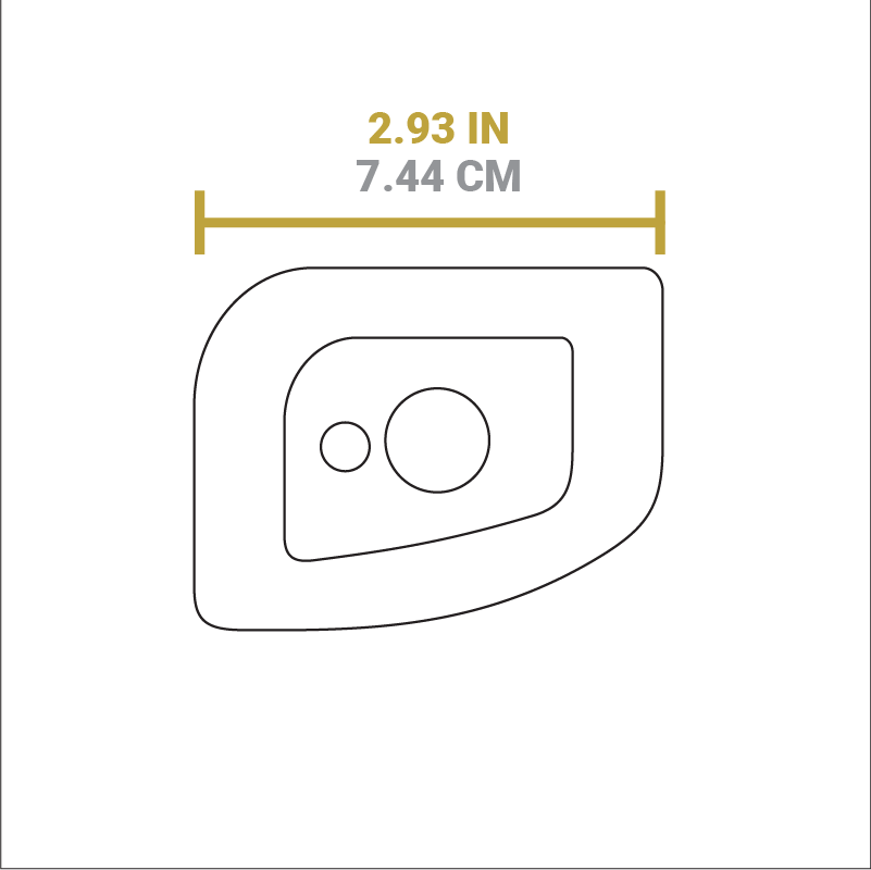 Dimensional drawing of pan scraper. Width is 2.93 inches.