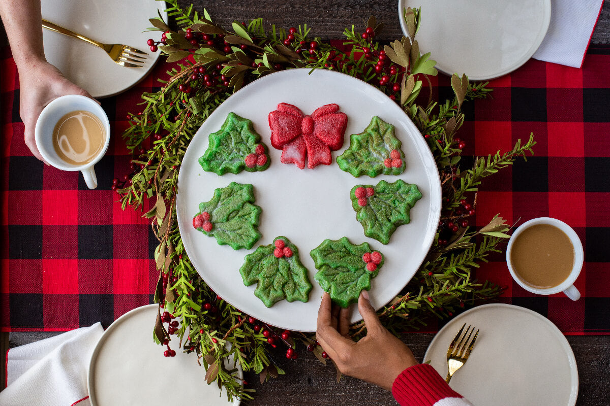 Cookies shaped to form a holiday wreath