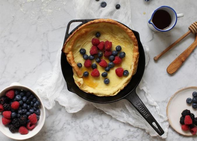 Basic dutch baby topped with berries