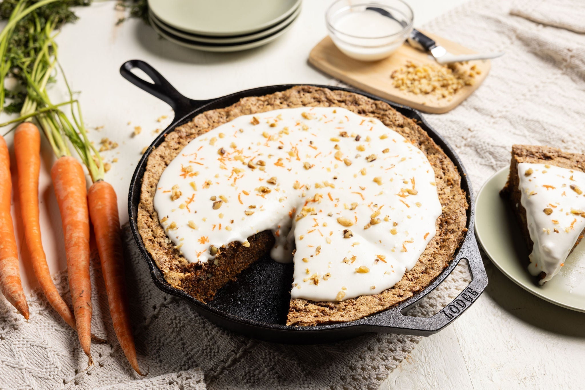 Carrot cake in cast iron skillet 