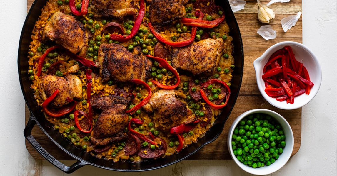 Chicken and chorizo paella