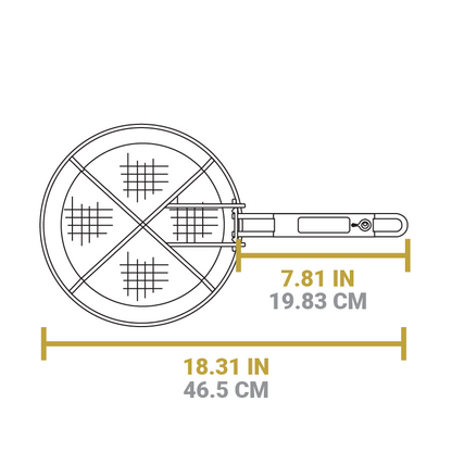 A dimensional drawing of product. Total length is 18.31 inches, length of just handle is 7.81 inches.
