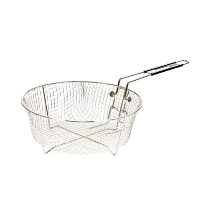 Wire, circular frying basket with handle.
