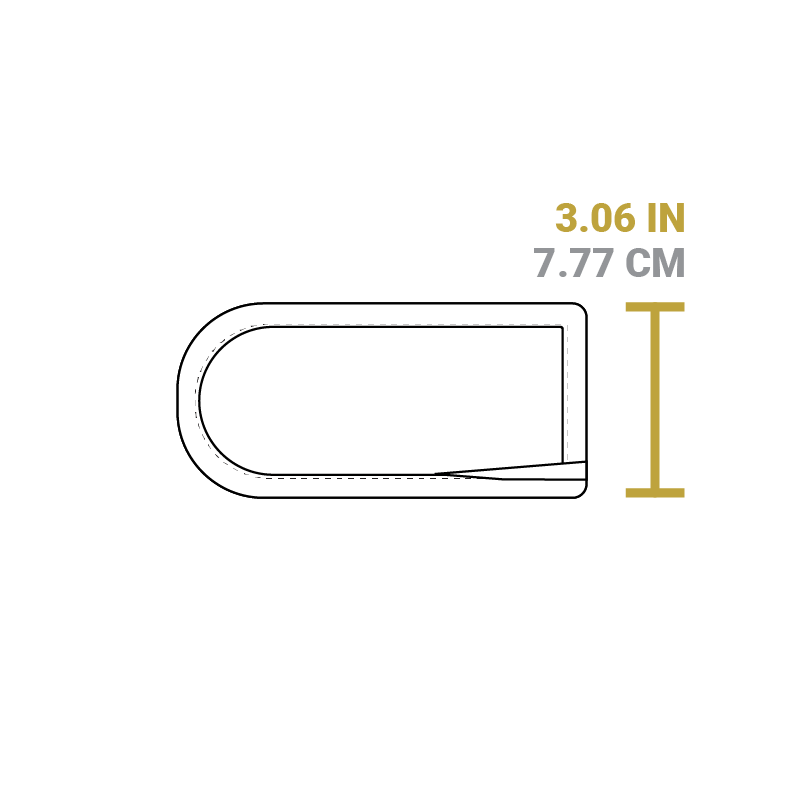 Dimensional drawing of product. Length of product is 3.06 inches.