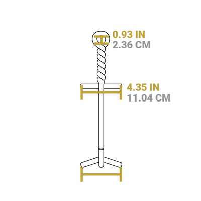 Dimensional drawing of product. Width is 4.35 inches, circular opening on top is 0.93 inches.