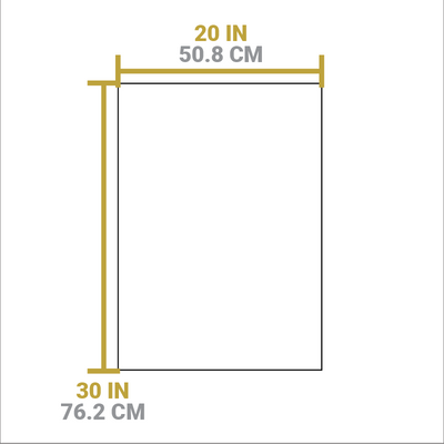 Dimensional drawing of product. Width is 20 inches, length is 30 inches.
