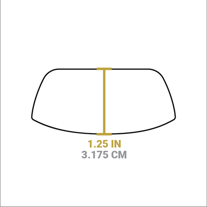 Dimensional drawing of product. Length is 1.25 inches.