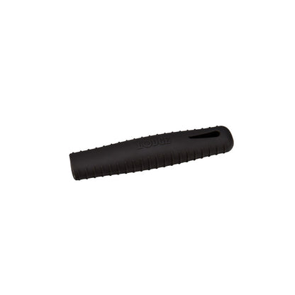 Black silicone handle holder with lines on each side for good grip.