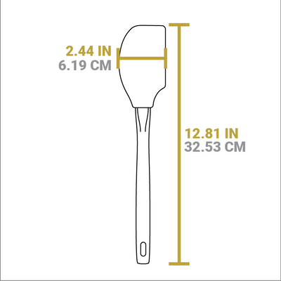 Dimensional drawing of product. Total length is 12.81 inches, width of head is 2.44 inches.
