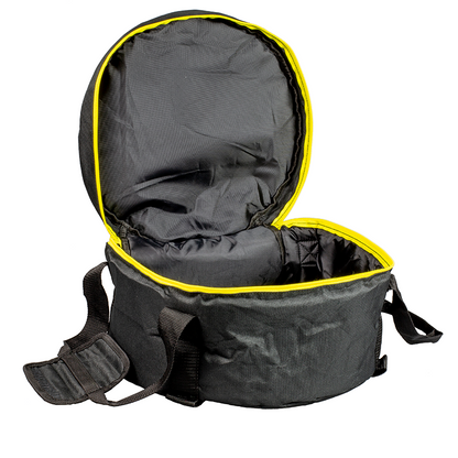 Tote bag unzipped and open.