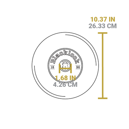 Dimensional drawing of product lid. Length is 10.37 inches, width of knob is 1.68 inches.