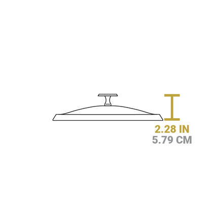 Dimensional drawing of product. Height of lid is 2.28 inches.