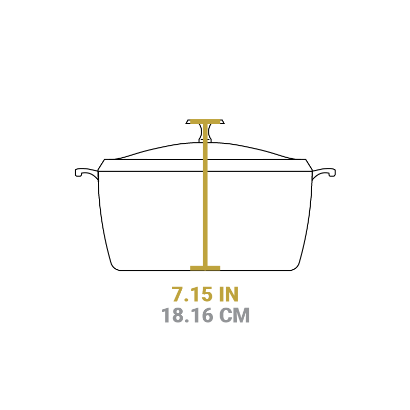 Dimensional drawing of product. Total height including lid is 7.15 inches.