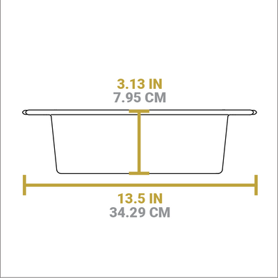 Dimensional drawing of product. Height is 3.13 inches and total width is 13.5 inches.