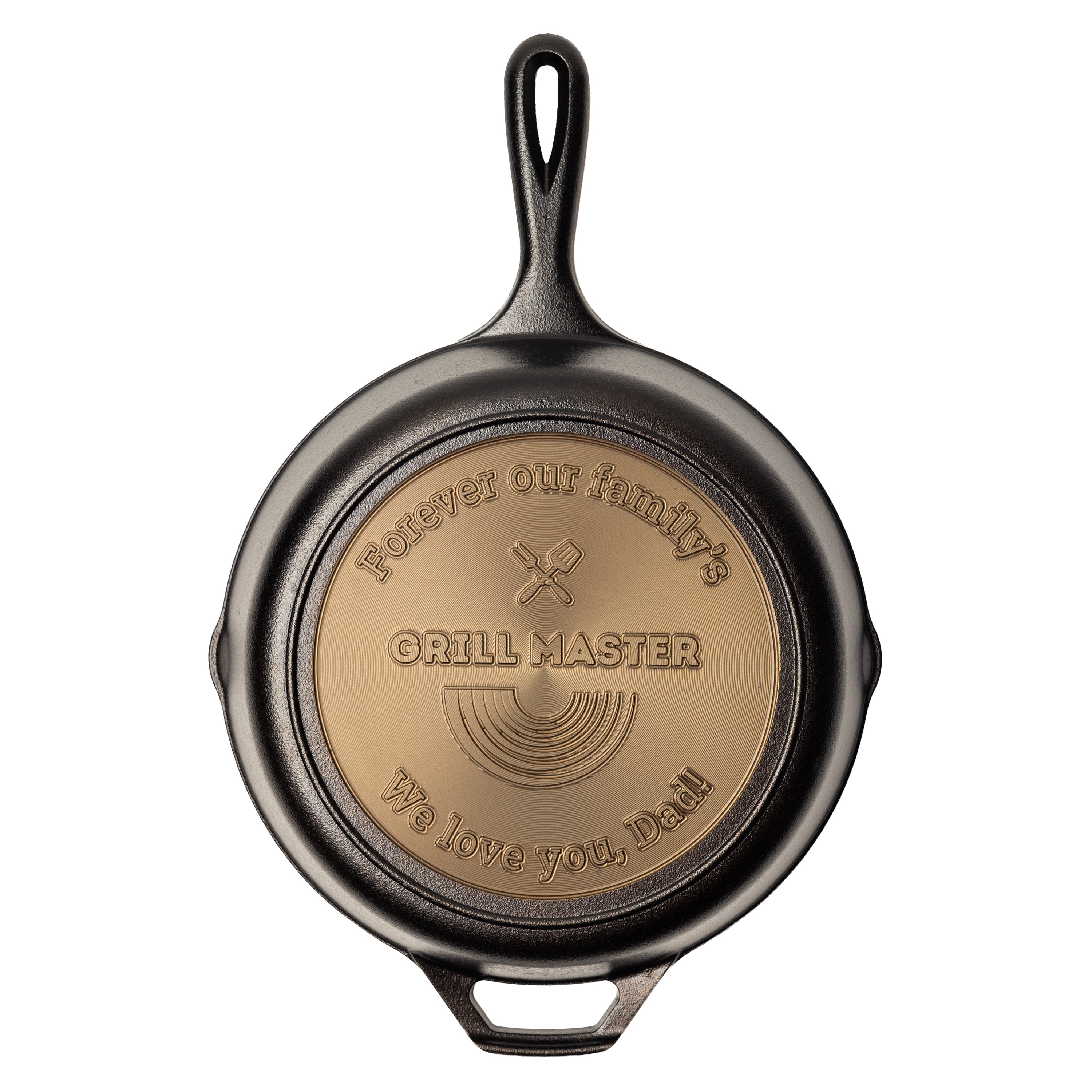 Personalized skillet with sample engraved text.