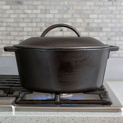Dutch oven being used to cook on stovetop.