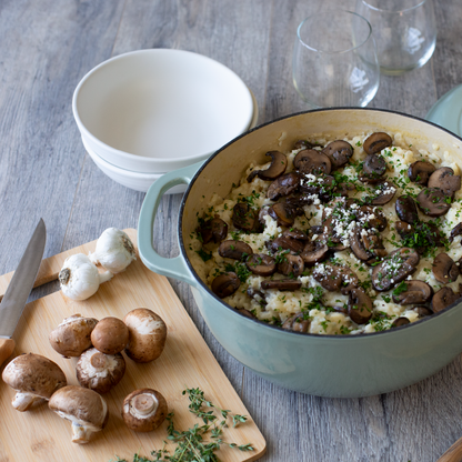 Mushroom risotto made in dutch oven.