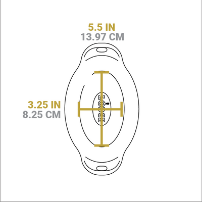 Dimensional drawing of product. Flat bottom width is 3.25 inches, and flat bottom length is 5.5 inches.