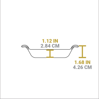 Dimensional drawing of product. Total height is 1.68 inches, height of bowl is 1.12 inches.