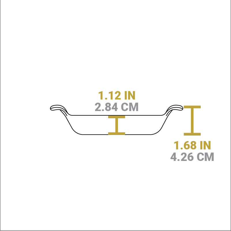 Dimensional drawing of product. Total height is 1.68 inches, height of bowl is 1.12 inches.