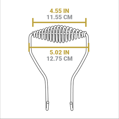 Dimensional drawing of product. Handle width is 4.55 inches.