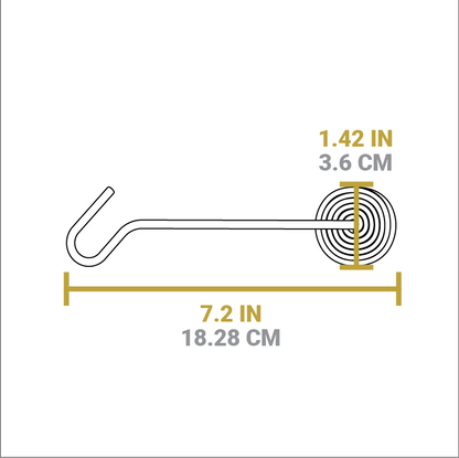 Dimensional drawing of product. Depth of handle is 1.42 inches, total length of handle is 7.2 inches.