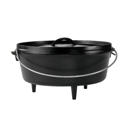 Dutch oven with 3 legs and a bail handle, making it great for camp cooking no matter the method.