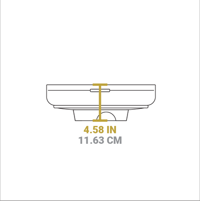 Dimensional drawing of product. The wok portion height is 4.58 inches.
