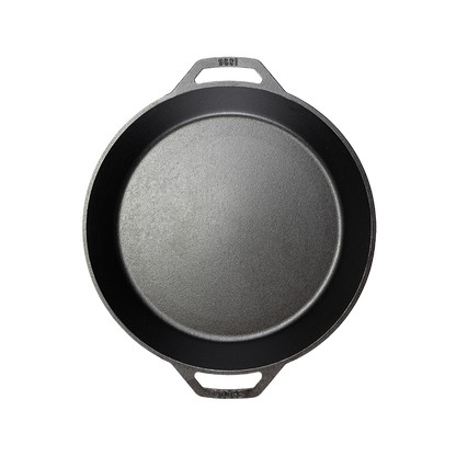 Top view of pan showing cooking surface and loop handles.