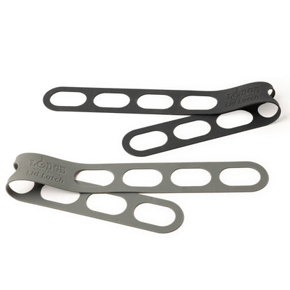 Set of 2 lid latches in colors grey and black.