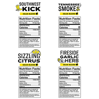 Nutrition labels for each spice.