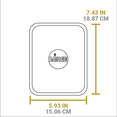 Dimensional drawing of product. Total length is 7.43 inches and total width is 5.93 inches.