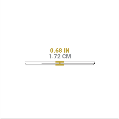 Dimensional drawing of product. Height is 0.68 inches.