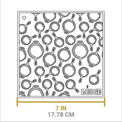 Dimensional drawing of product. Length of square sides is 7 inches.