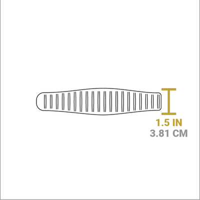 Dimensional drawing of product. Handle opening length is 1.5 inches.
