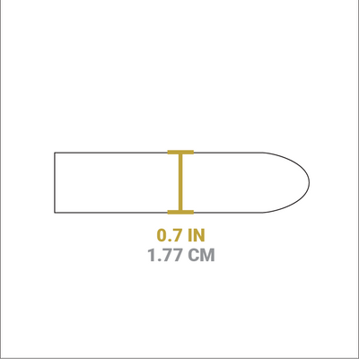 Dimensional drawing of product. Depth is 0.7 inches.