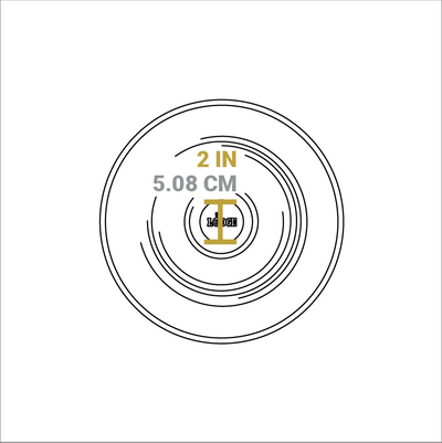 Dimensional drawing of product lid. Knob handle diameter is 2 inches.